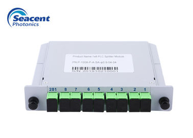 1x8 ενότητα 0.9mm εισαγωγής κιβωτίων θραυστών PLC οπτικών ινών με APC Sc το συνδετήρα