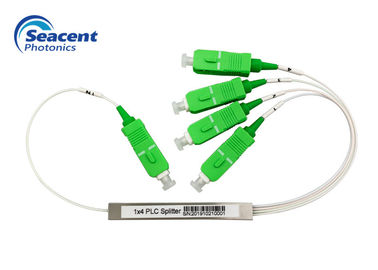 Μίνι θραύστης PLC οπτικών ινών τύπων 1x4 με τη χαμηλή απώλεια εισαγωγής συνδετήρων SC/APC